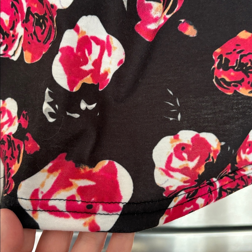 Floral Black and Pink Women's Skirt - Picture 3 of 4